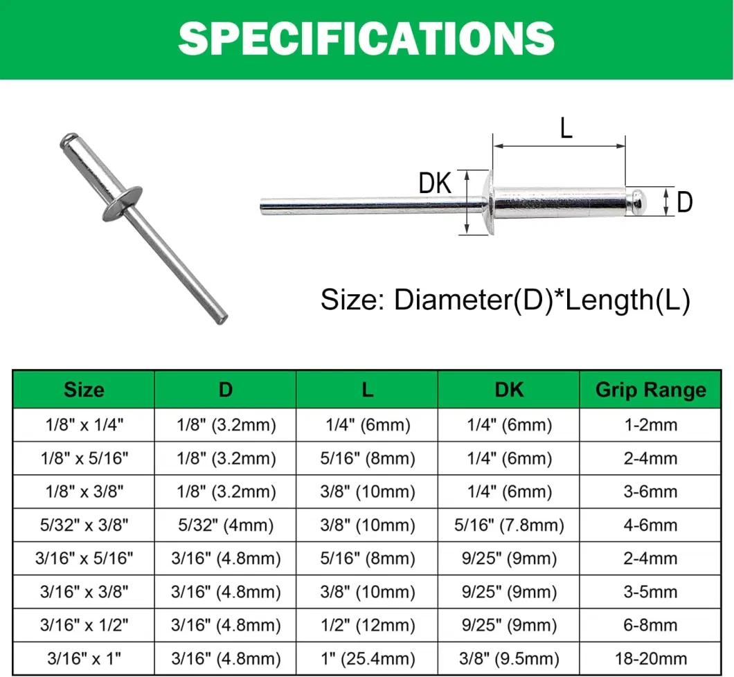 Factory Supply DIN7337 Aluminum Blind Rivets